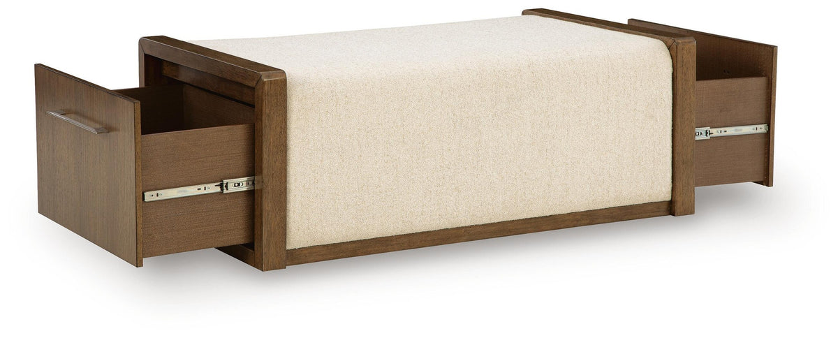 Marxmore Upholstered Ottoman with Storage - Brown  (T983-SI) - Image 2