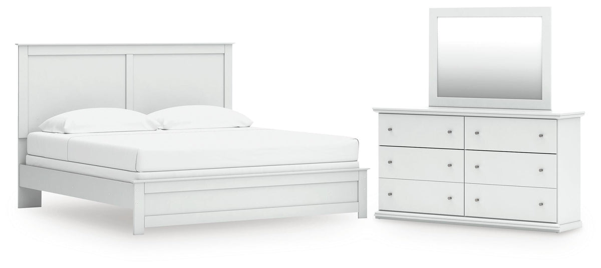 Bostwick Shoals Panel Bed, Dresser and Mirror - White  (B139-SI)