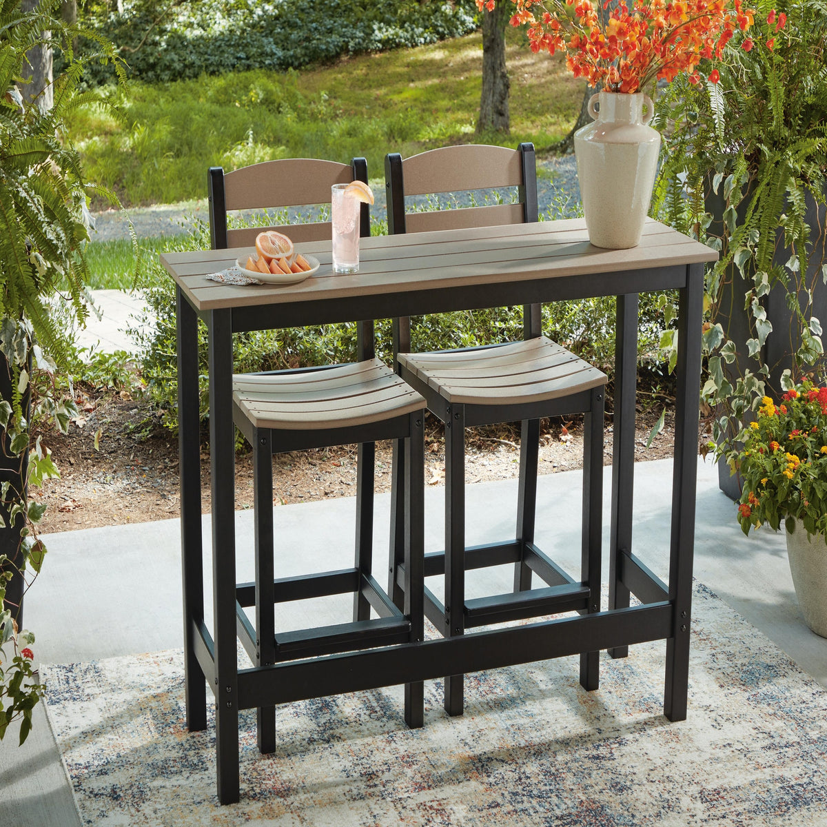 Shoreline Beach Outdoor Counter Table and 2 Barstools (PCP221-SI) - Image 8