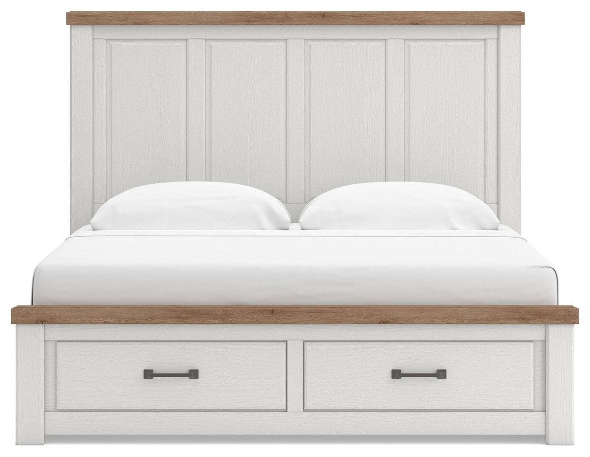 Savonport Panel Storage Bed - White/Brown  (B4615-SI) - Image 2