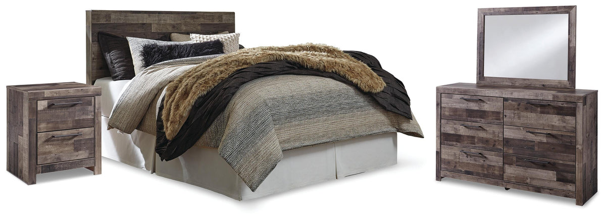 Derekson Panel Headboard, Dresser, Mirror and Nightstand - Multi Gray  (B200-SI)