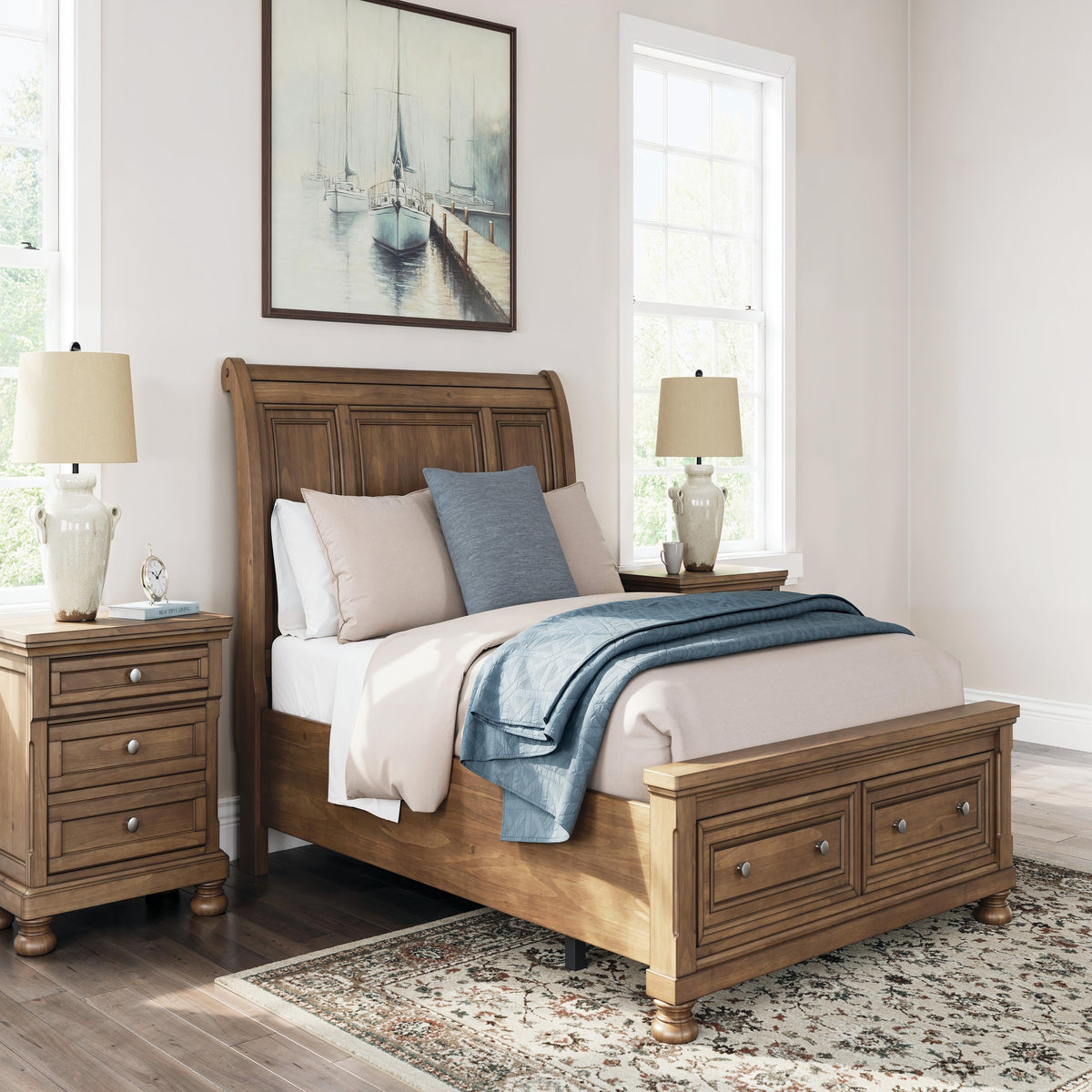 Feddinger Queen Sleigh Storage Bed, Dresser and Mirror (PCB779-SI) - Image 18