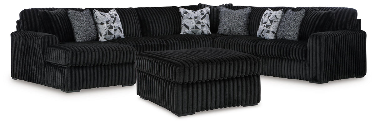 Midnight-Madness 4-Piece Sectional and Ottoman (98103-SI)