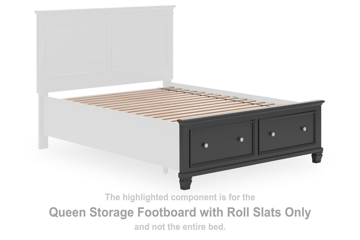 Lanolee Storage Footboard with Roll Slats - Black  (B687-SI) - Image 3