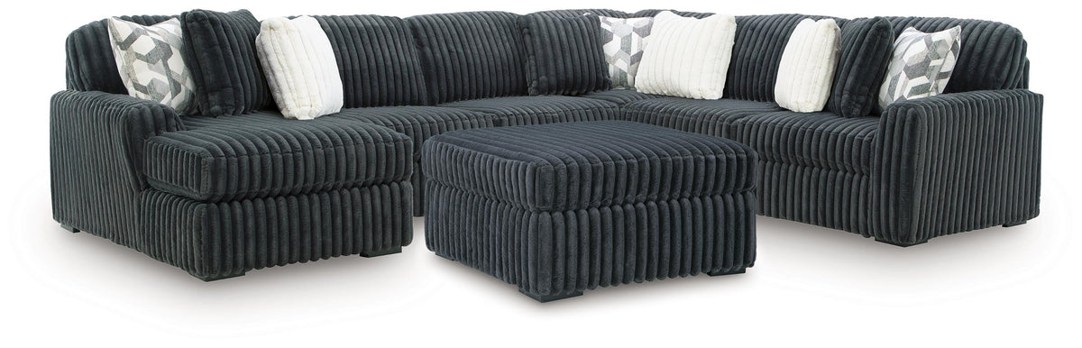 Midnight-Madness 4-Piece Sectional and Ottoman (98105-SI)