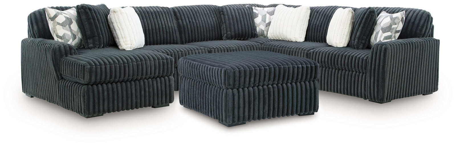 Midnight-Madness 4-Piece Sectional and Ottoman (98105-SI)