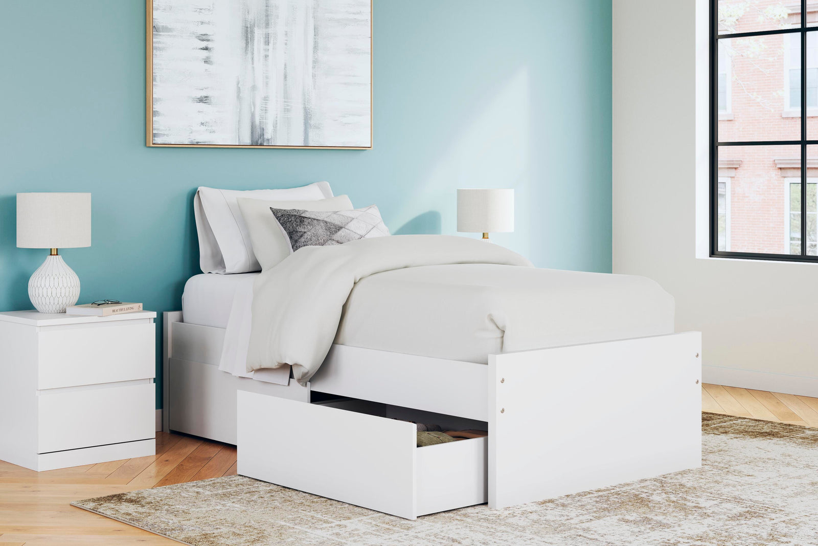 Onita Platform Bed with 1 Side Storage (Youth) - White  (EB9630-SI) - Image 10
