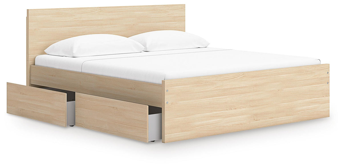 Onita Panel Platform Bed with 2 Side Storage - Natural  (EB9632-SI) - Image 5