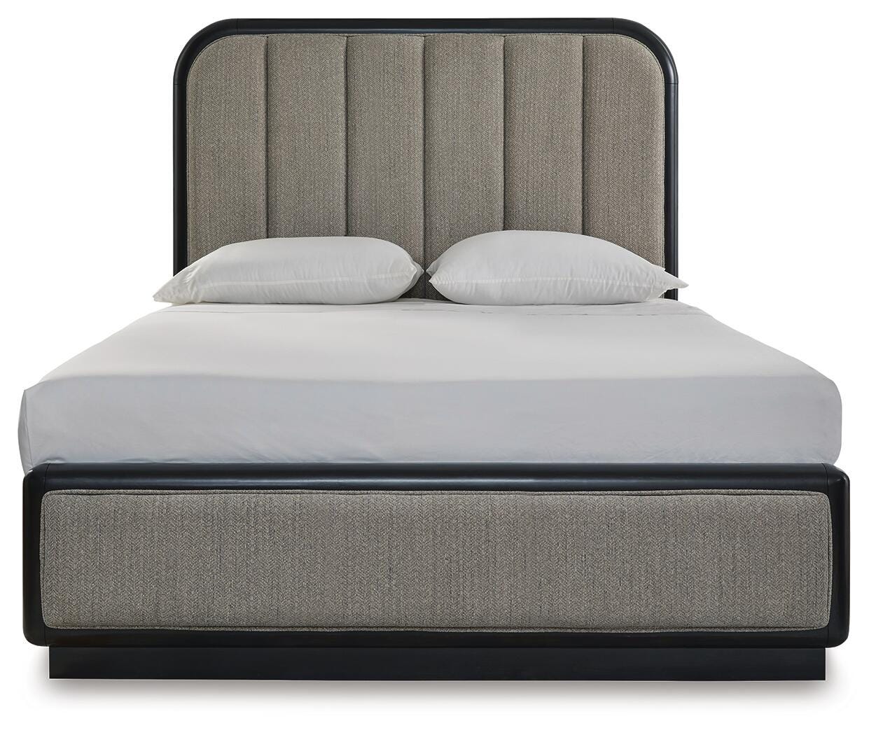 Rowanbeck Upholstered Panel Bed, Dresser and Mirror - Black  (B821-SI) - Image 6
