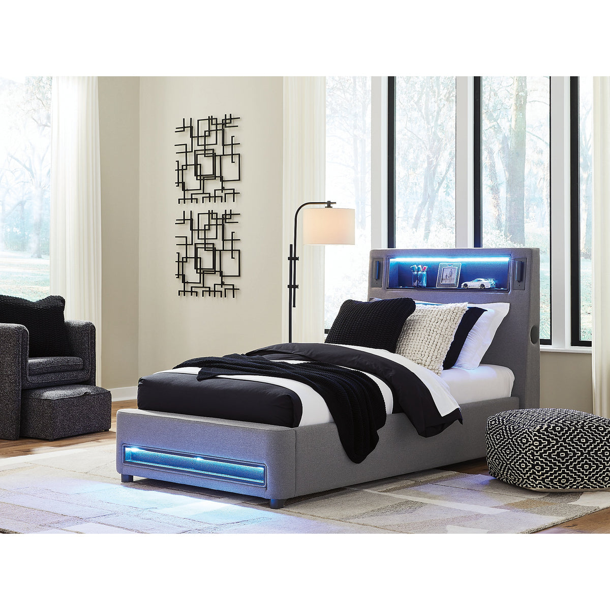 Verishaw Twin Upholstered Bed (PCB2721-SI) - Image 2