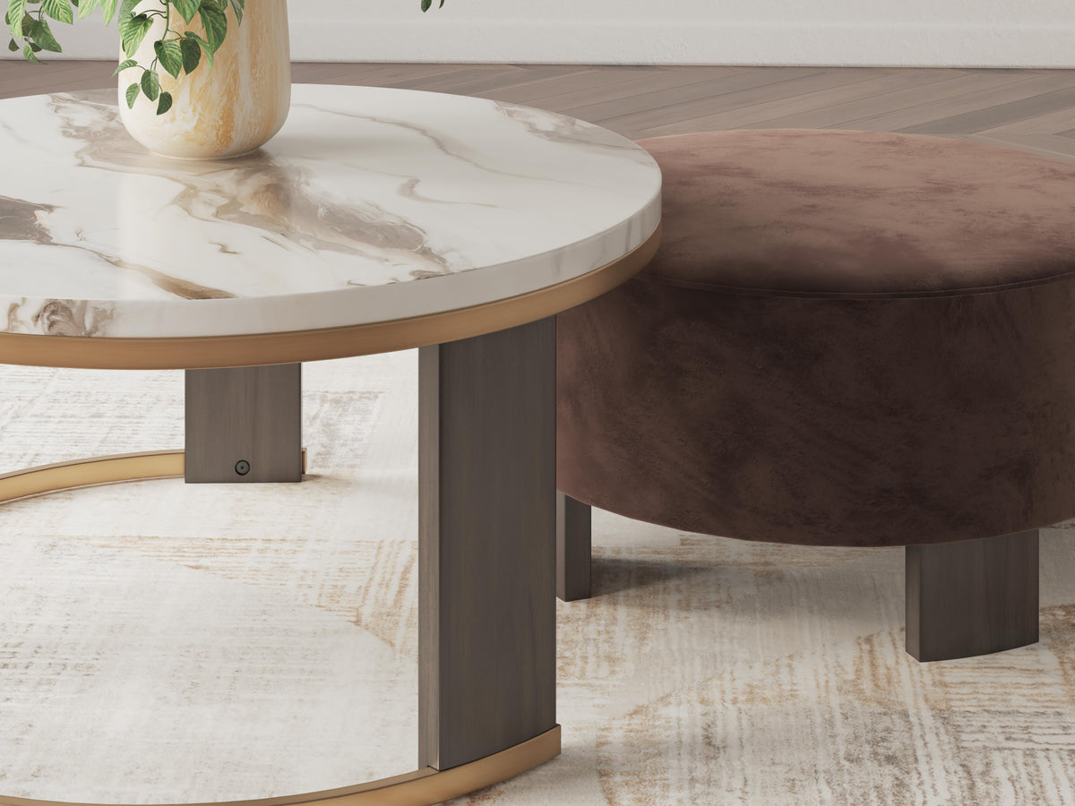 Jazmore Nesting Coffee Table (Set of 2) - Brown/Brass Finish  (T671-SI) - Image 9