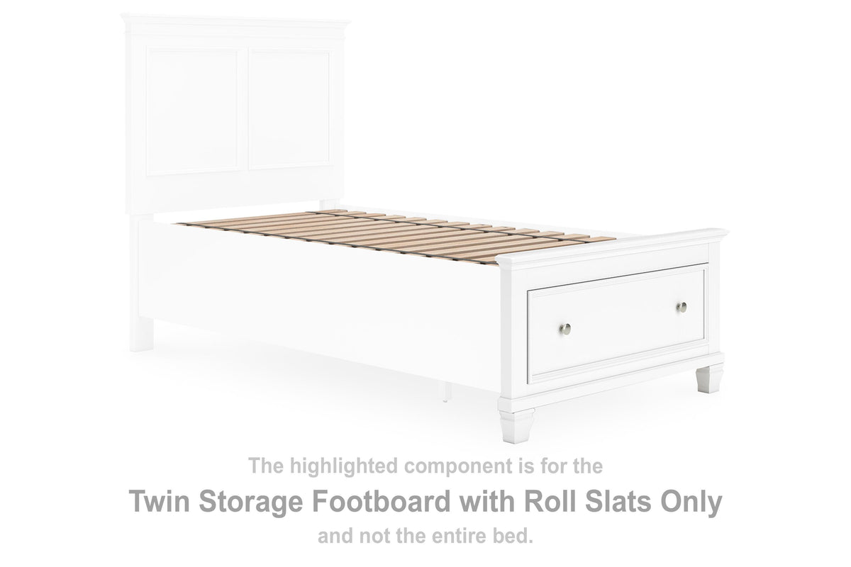 Fortman Storage Footboard with Roll Slats (Youth) - White  (B680-SI)