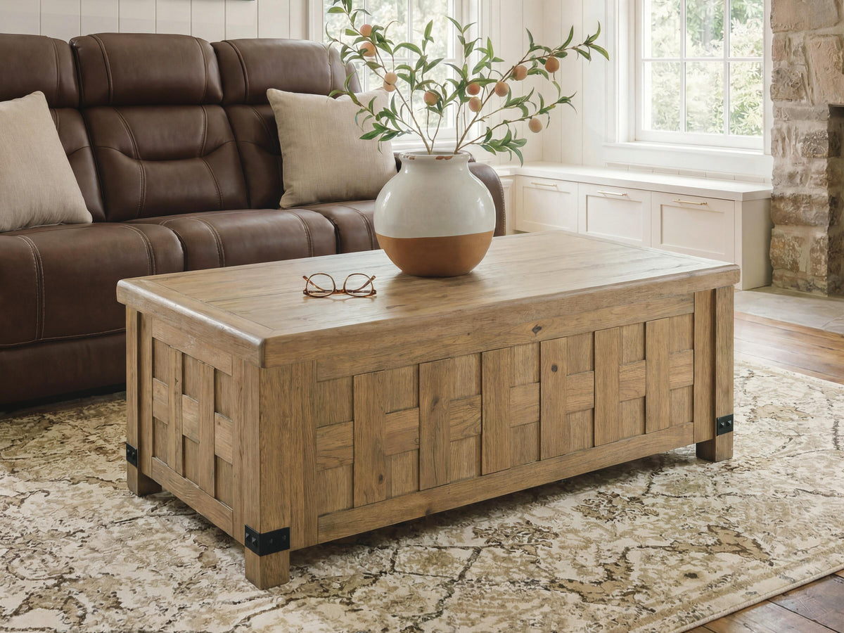 Ridgester Lift-Top Coffee Table - Light Brown  (T858-SI) - Image 2