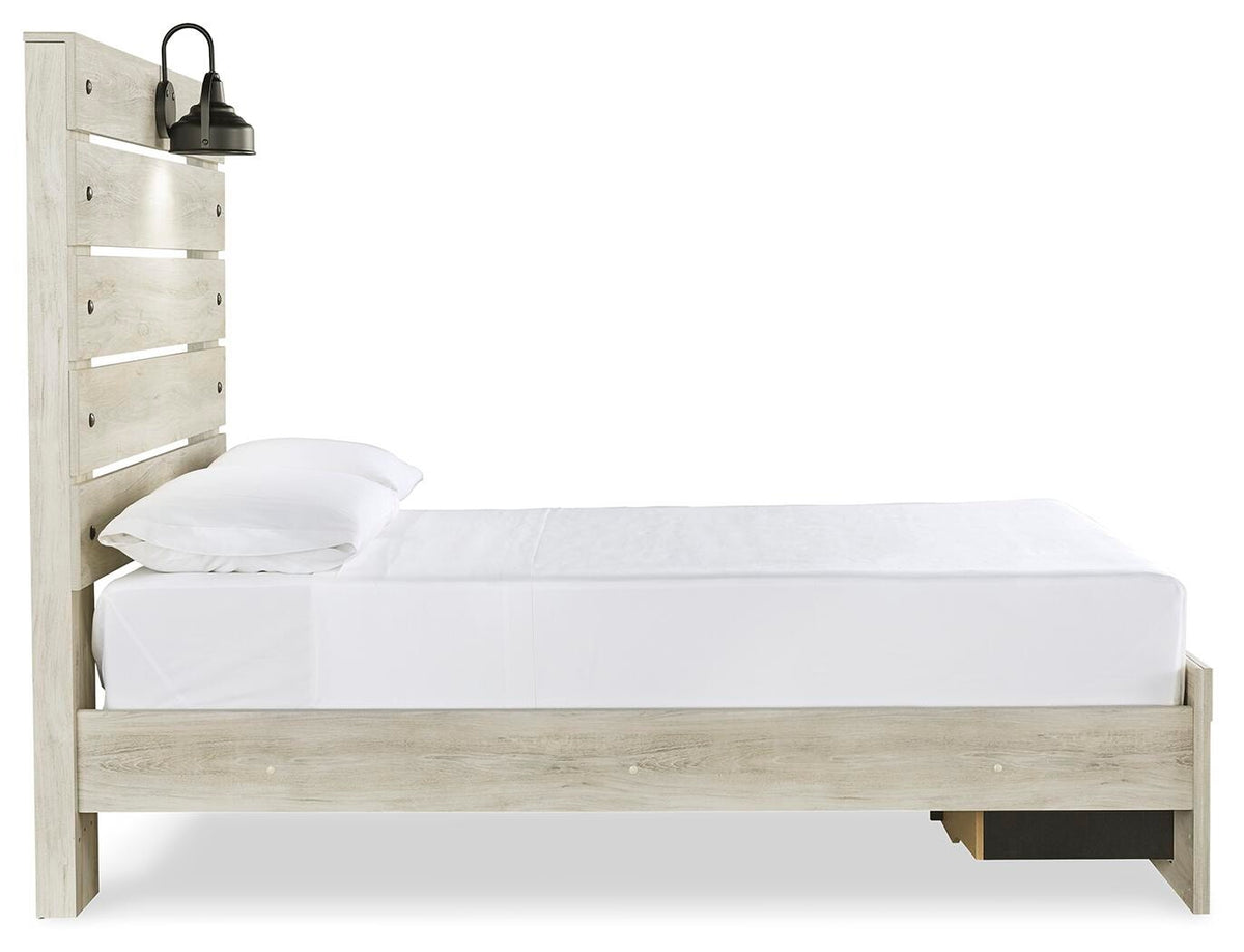 Cambeck Panel Bed with 2 Storage Drawers (Youth) - Whitewash  (B192-SI) - Image 4
