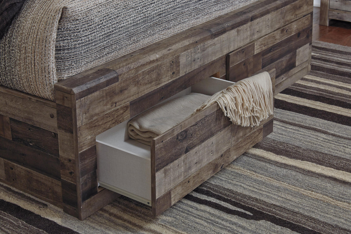 Derekson Panel Bed with 2 Storage Drawers - Multi Gray  (B200-SI) - Image 4