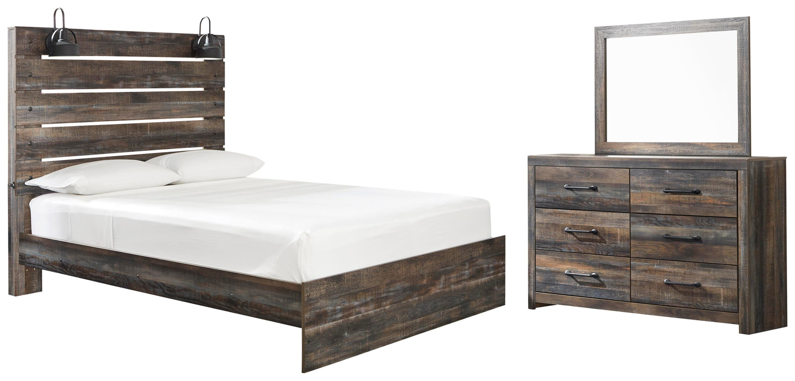 Drystan Panel Bed, Dresser and Mirror (B211-SI)