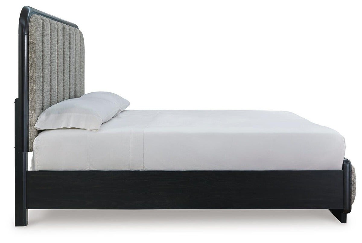 Rowanbeck Upholstered Panel Bed - Gray/Black  (B821-SI) - Image 4