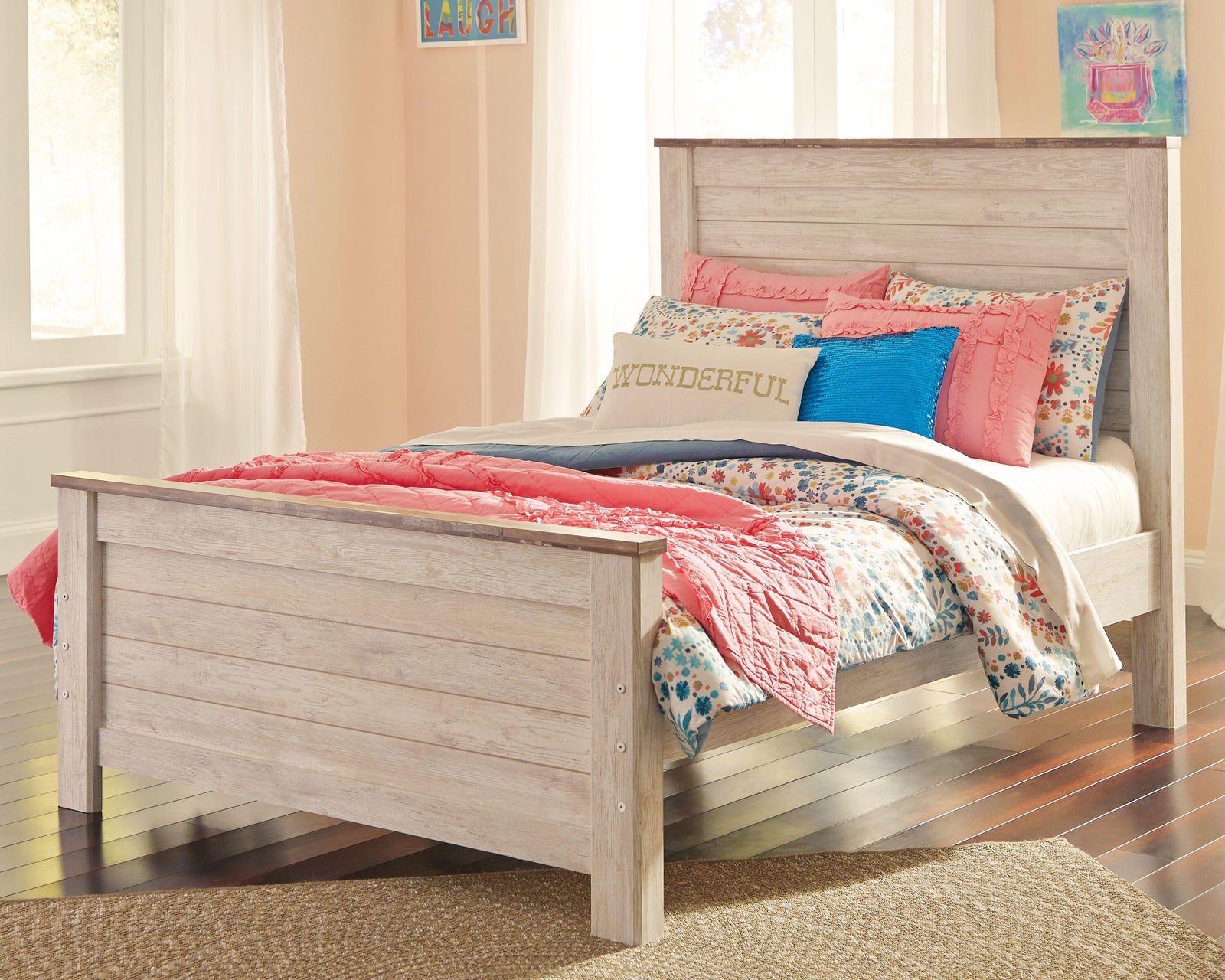 Willowton Panel Bed (Youth) - Whitewash  (B267-SI) - Image 3