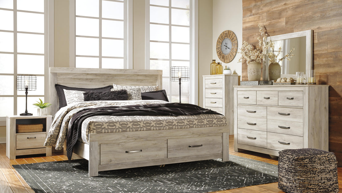 Bellaby Storage Bed, Dresser, Mirror, Chest and 2 Nightstands - Whitewash  (B331-SI) - Image 9
