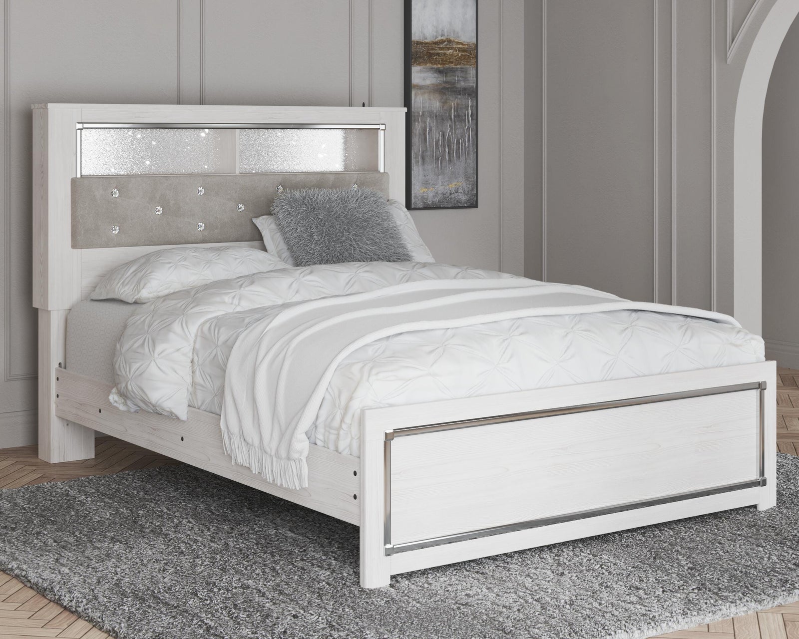 Altyra Panel Bookcase Bed - White  (B2640-SI) - Image 2