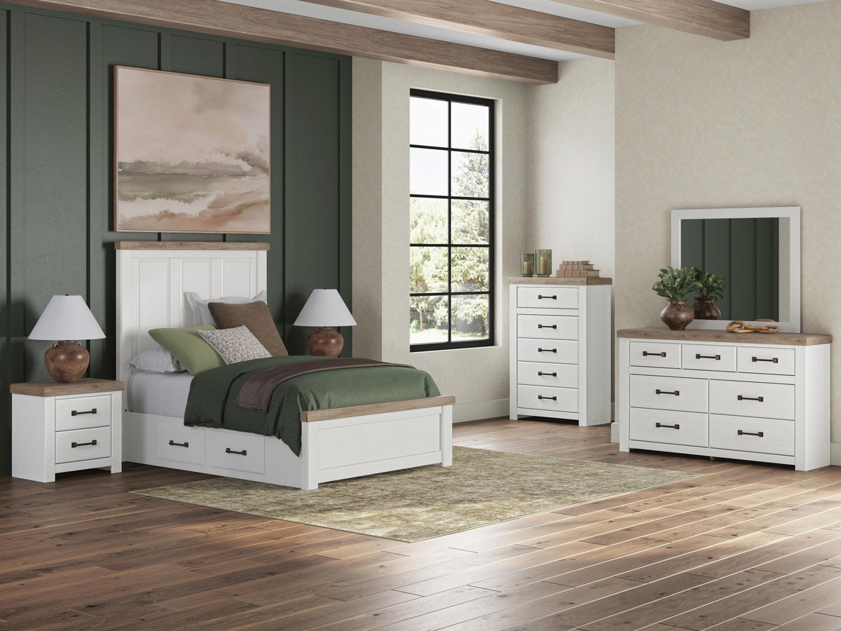 Savonport Full Panel Bed with Storage (Youth) - White/Brown  (B4615-SI) - Image 11