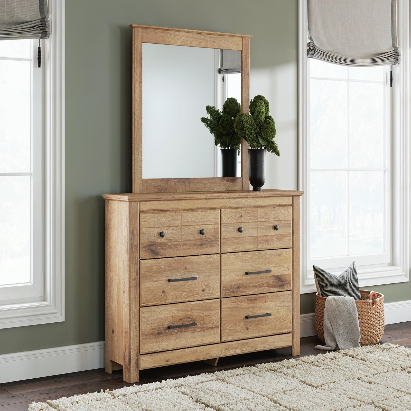 Makidern Queen Panel Bed with Storage, Dresser and Mirror (PCB1170-SI) - Image 16