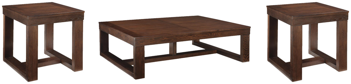 Watson Coffee Table and 2 End Tables - Dark Brown  (T481-SI)