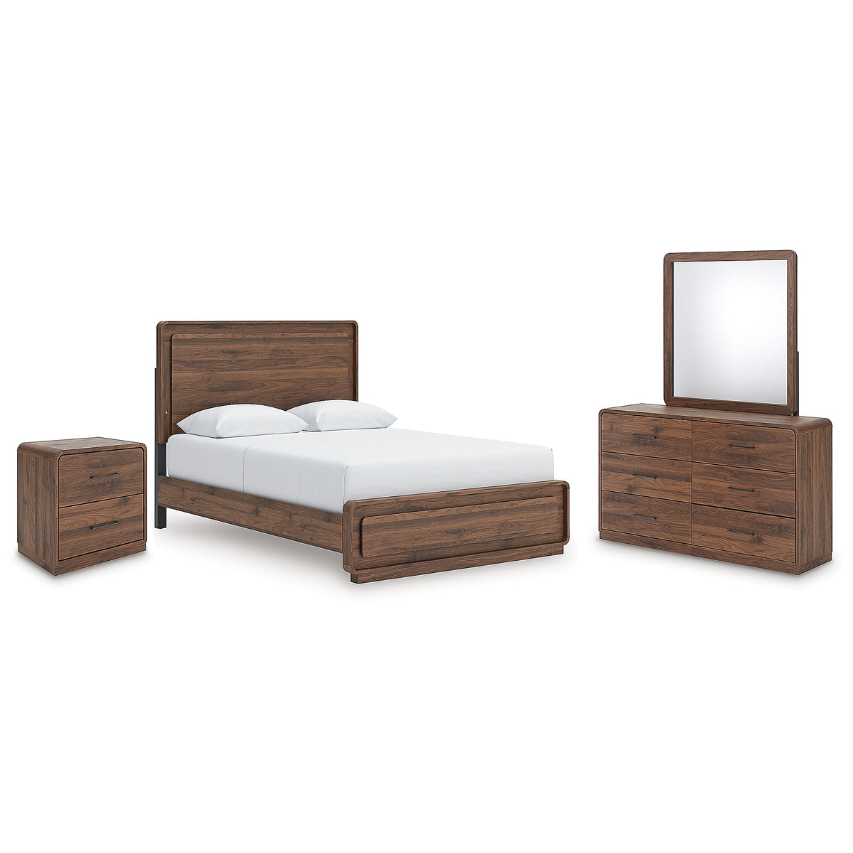 Fortlorn Queen Panel Bed, Dresser, Mirror and Nightstand (PCB386-SI)