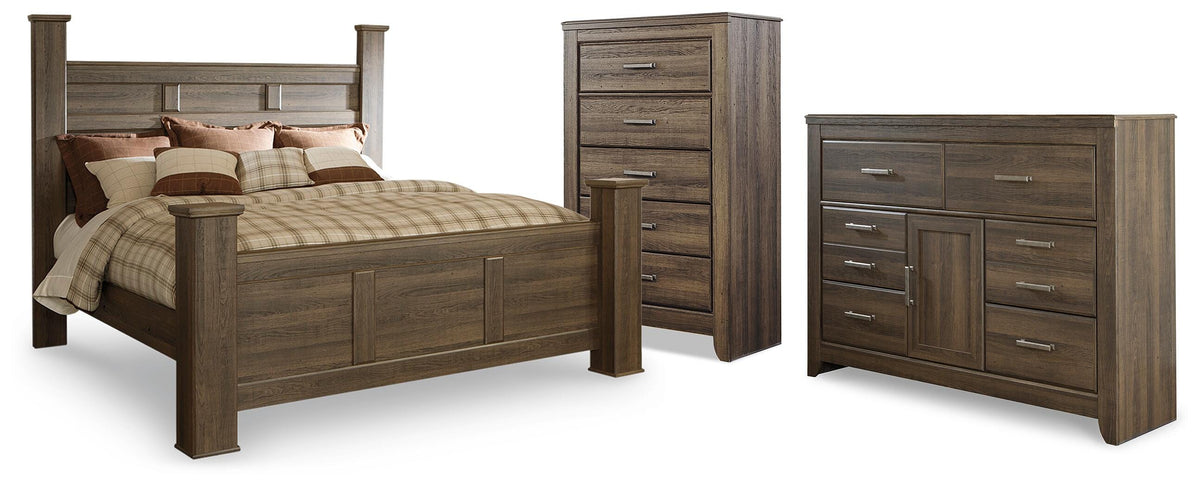 Juararo Poster Bed, Dresser and Chest (B251-SI)