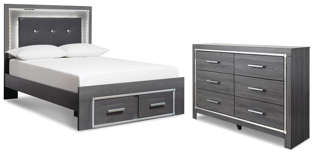 Lodanna Panel Storage Bed and Dresser - Gray  (B214-SI)