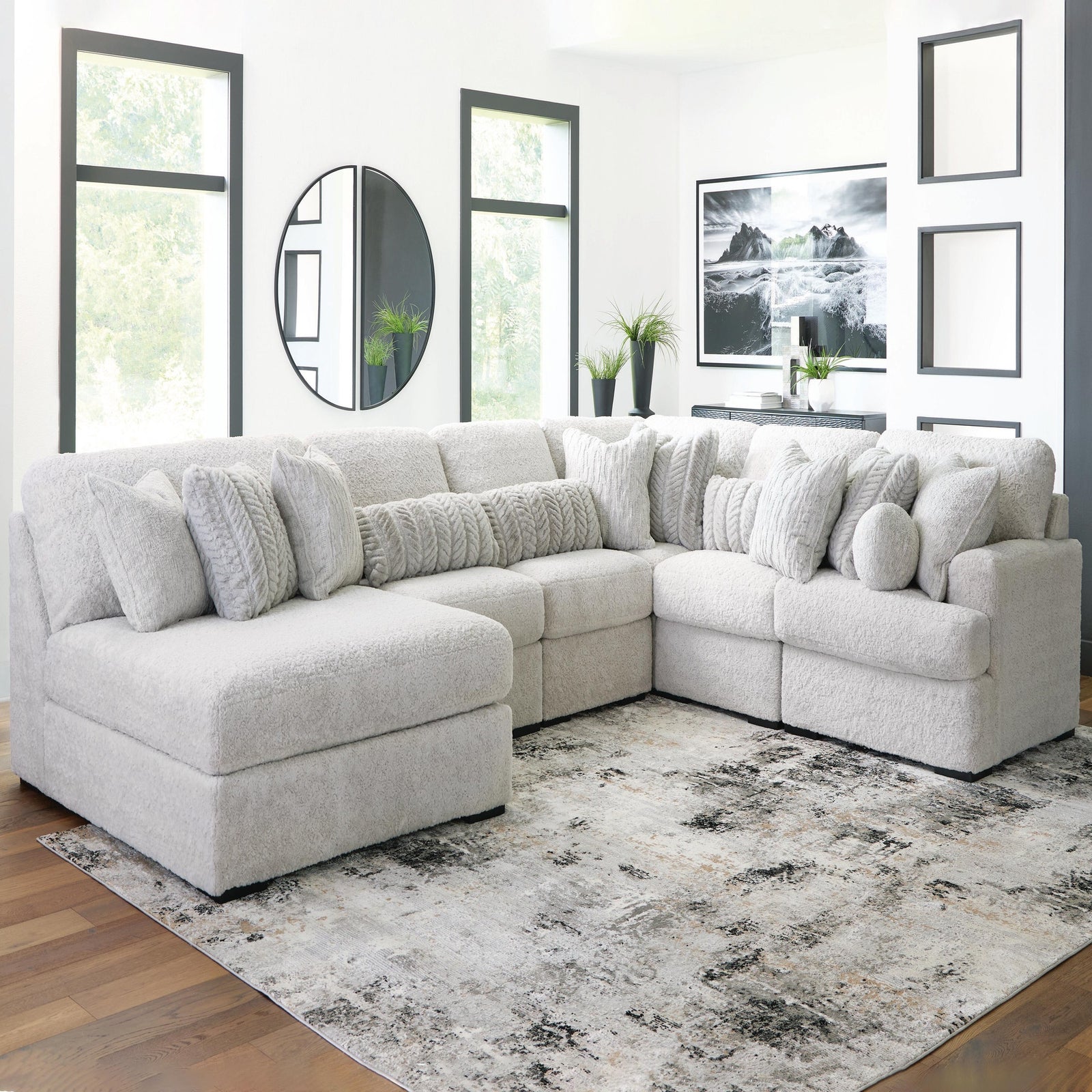Cuddle Plush 6-Piece Sectional with Chaise (PC59106-SI) - Image 2