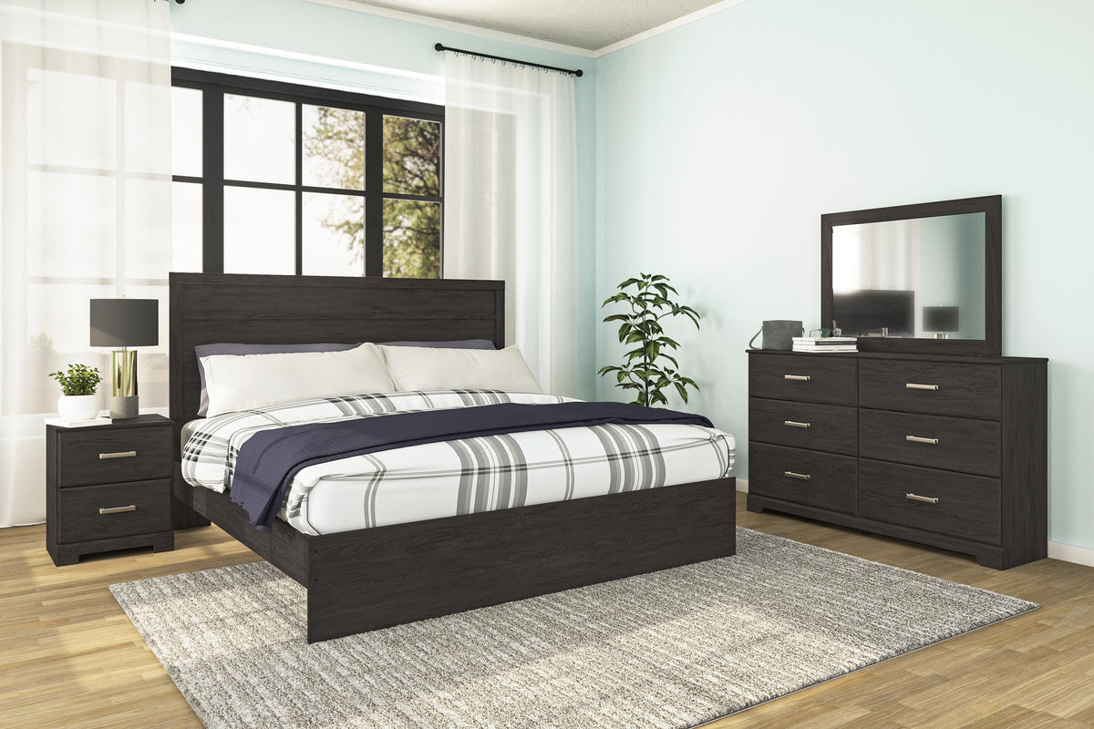 Belachime Panel Bed, Dresser, Mirror, and Nightstand - Charcoal  (B2589-SI) - Image 12