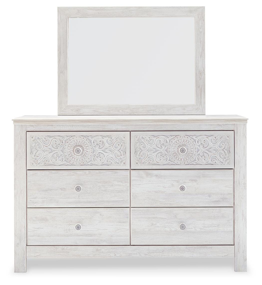 Paxberry Dresser and Mirror - Whitewash  (B181-SI)