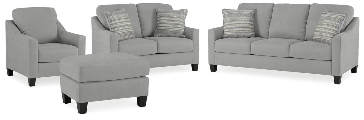Adlai Sofa, Loveseat, Chair and Ottoman (30103-SI)