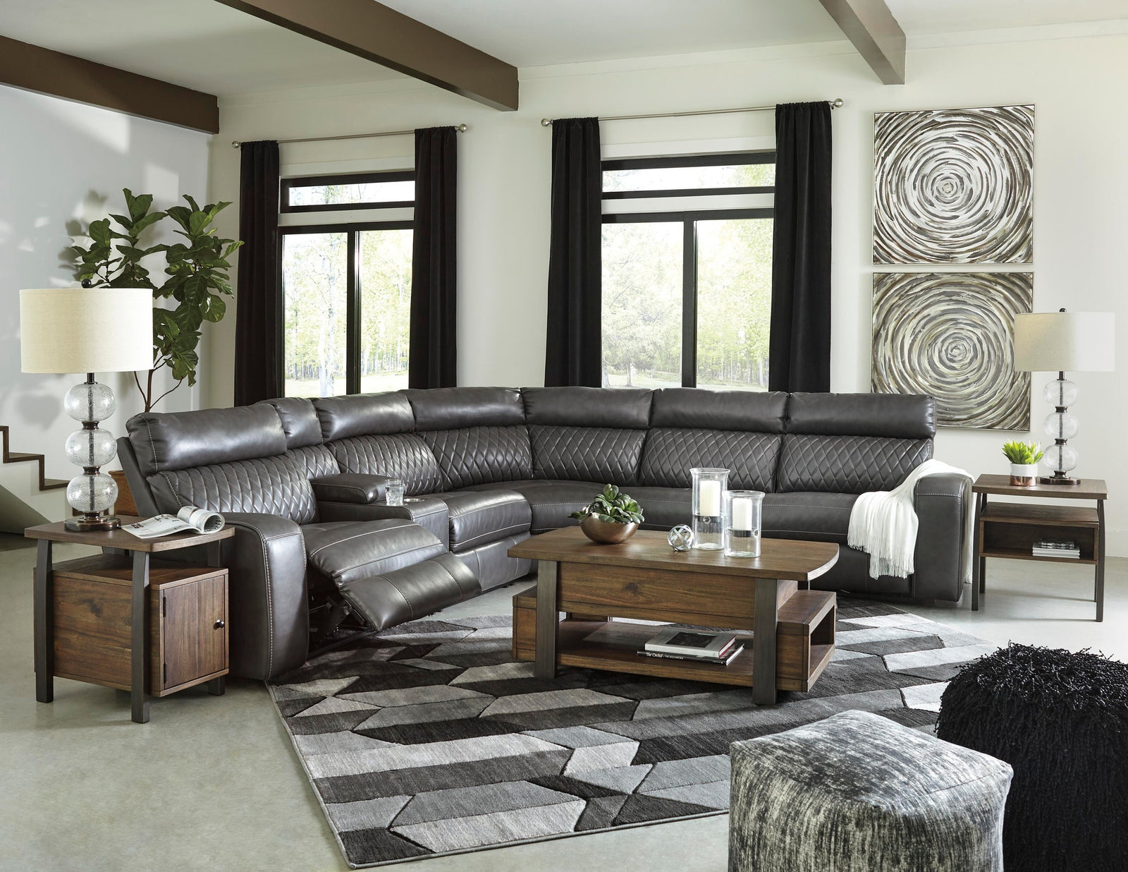 Samperstone 6-Piece Power Reclining Sectional (55203-SI) - Image 6