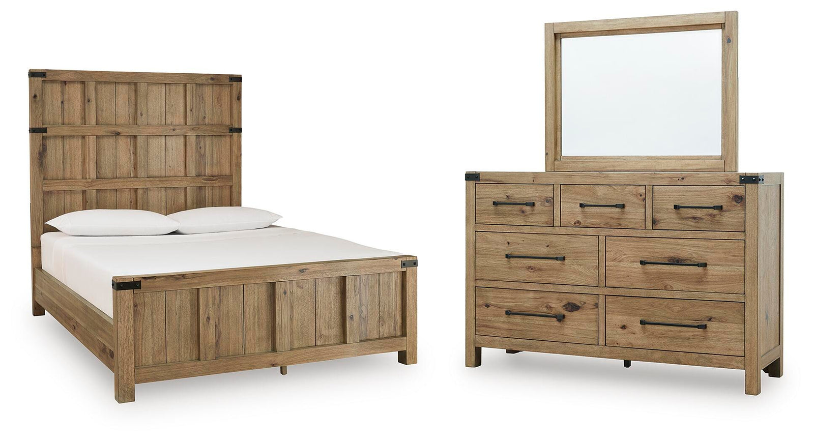 Ridgester Panel Bed, Dresser and Mirror (B858-SI)