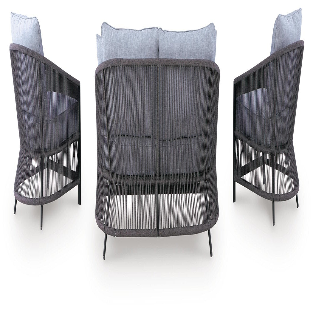 Bridges Beach Outdoor Love/Chairs/Table Set (Set of 4) (PCP391-SI) - Image 3