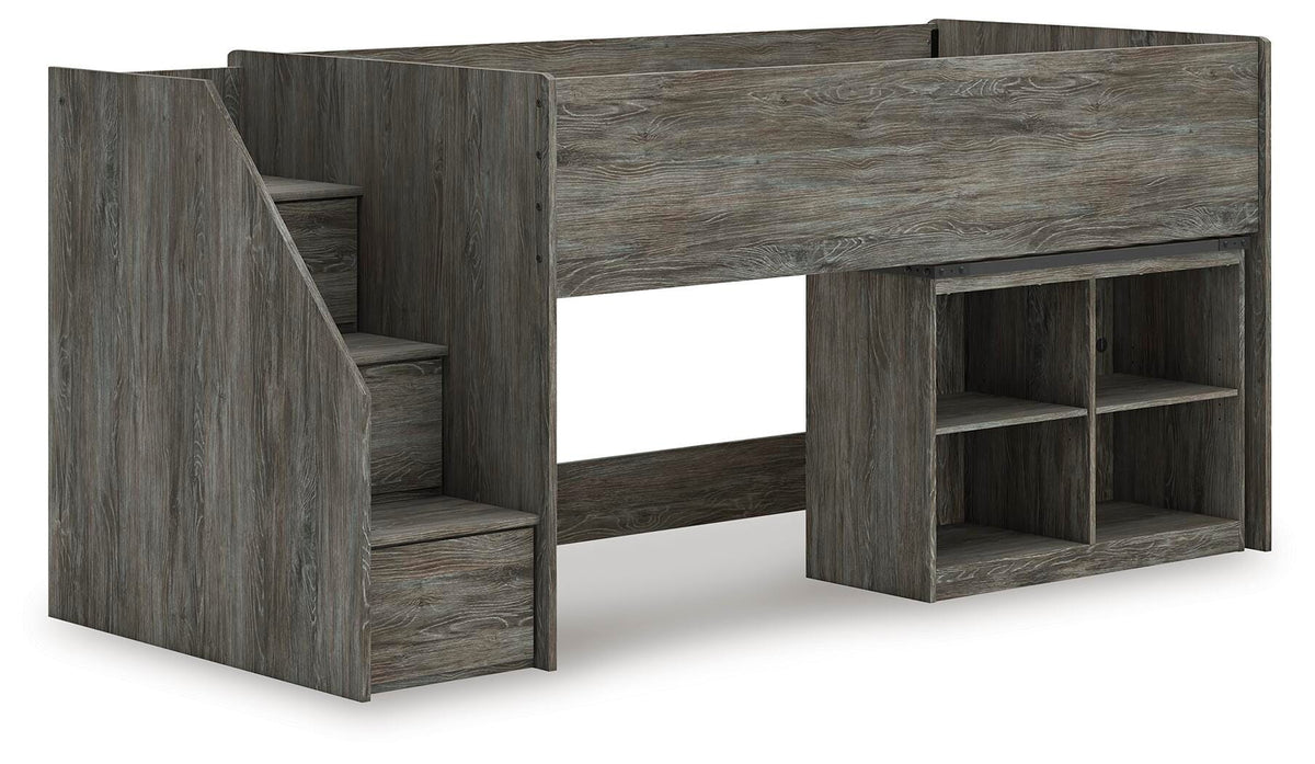 Frandern Loft Bed with Bookcase Storage (Youth) - Gray  (B4480-SI)