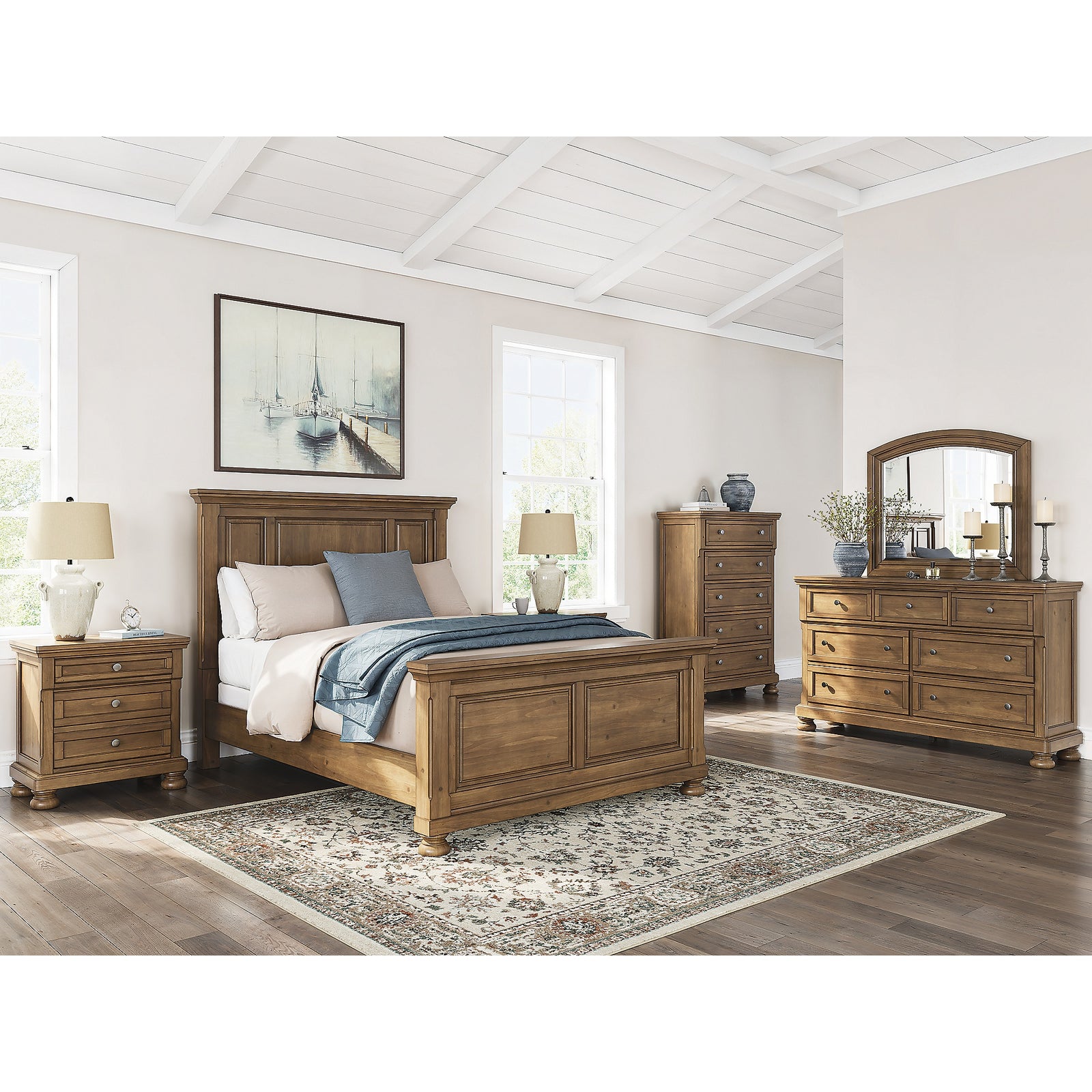 Feddinger Queen Panel Bed, Dresser, Mirror, Chest and 2 Nightstands (PCB779-SI) - Image 31