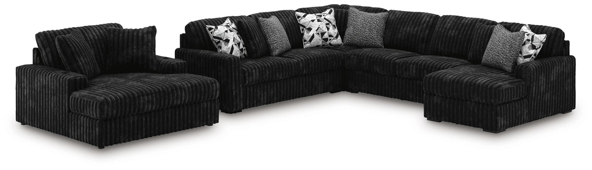 Midnight-Madness 4-Piece Sectional and Oversized Chaise (98103-SI)