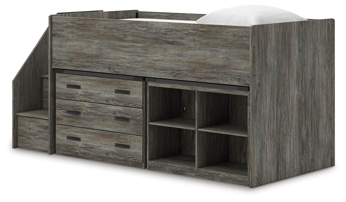 Frandern Loft Bed with Bookcase and Drawer Storage (Youth) - Gray  (B4480-SI) - Image 4