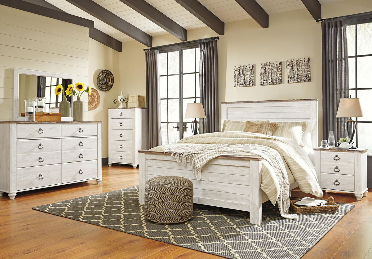 Willowton Dresser, Mirror, Chest and Nightstand (B267-SI)