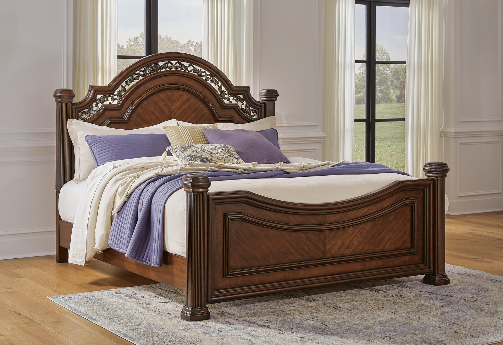 Lavinton Poster Bed, Dresser, Mirror and Nightstand - Brown  (B764-SI) - Image 13