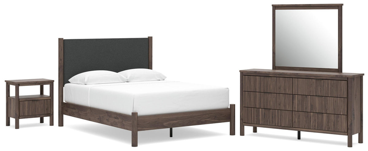 Pamytta Queen Panel Bed, Dresser, Mirror and Nightstand (PCB2614-SI)