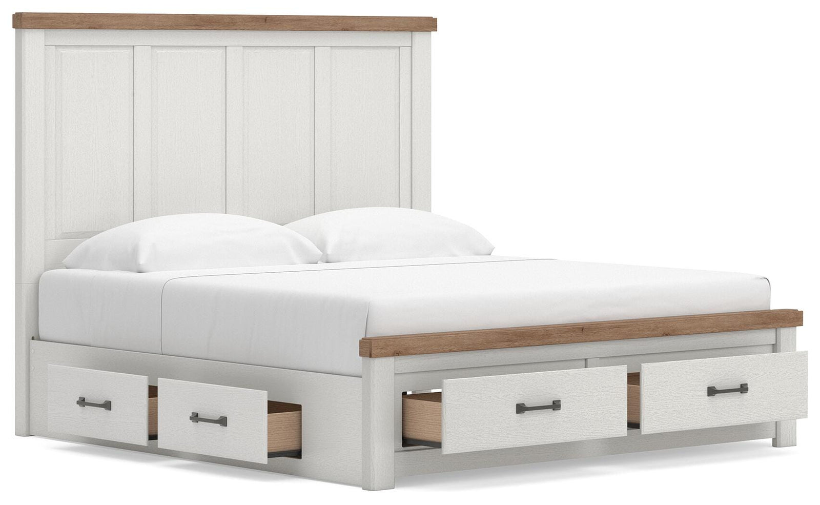 Savonport Panel Storage Bed - White/Brown  (B4615-SI) - Image 4