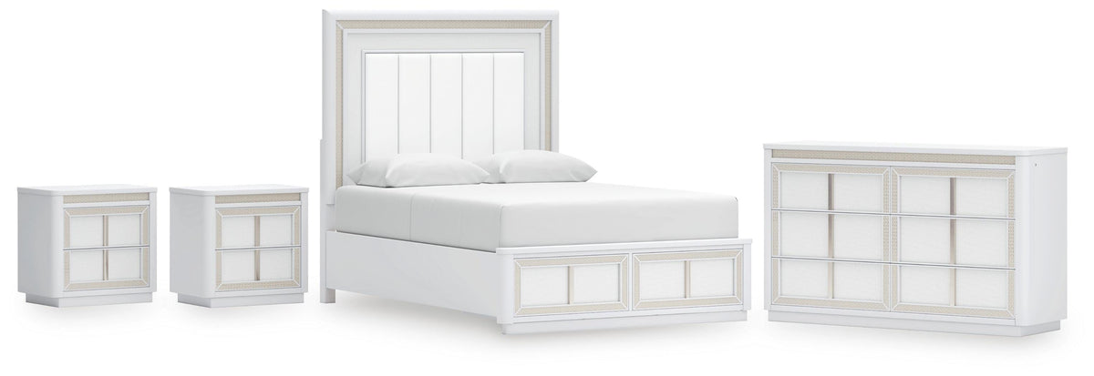 Chalanna Storage Bed, Dresser and 2 Nightstands (B822-SI)