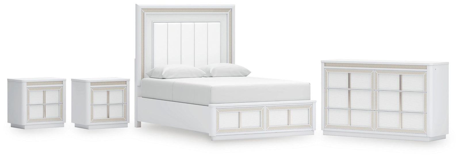 Chalanna Storage Bed, Dresser and 2 Nightstands (B822-SI)