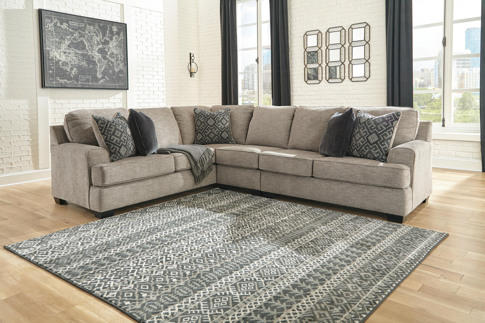 Bovarian 3-Piece Sectional and Ottoman (56103-SI) - Image 9