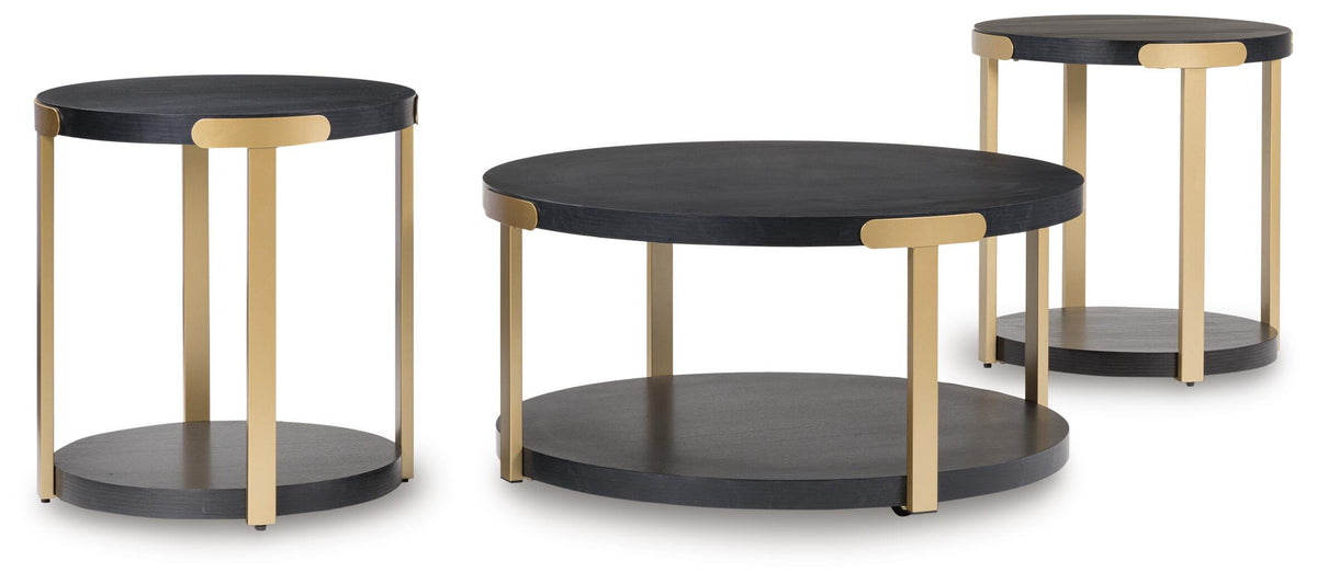 Shylore Table (Set of 3) - Black/Brass Finish  (T410-SI)