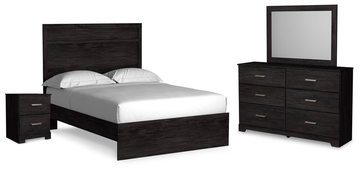 Belachime Panel Bed, Dresser, Mirror and Nightstand (B2589-SI)